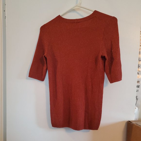 Madewell Small Rusty Gold Sparkle Sweater Top - Picture 5 of 8